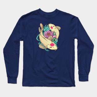 Japanese Tancho Koi Fish Illustration Long Sleeve T-Shirt